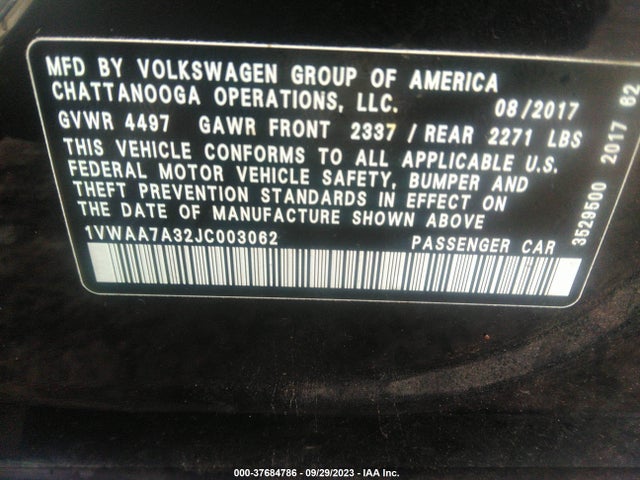 1VWAA7A32JC003062 Volkswagen Passat 2.0t S/r-line