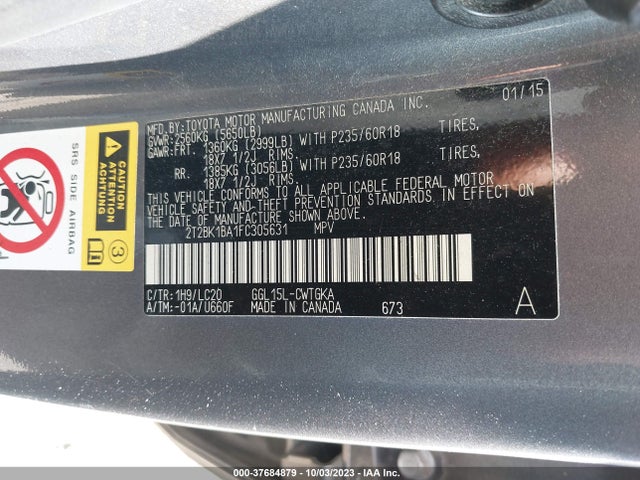 2T2BK1BA1FC305631 Lexus RX 350