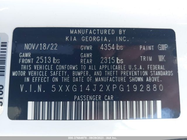 5XXG14J2XPG192880 KIA K5 LXS