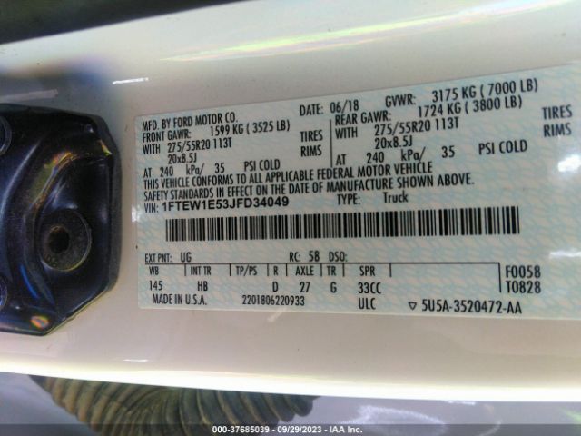 1FTEW1E53JFD34049 Ford F-150 Lariat