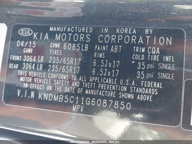 KIA SEDONA LX 2016 KNDMB5C11G6087850 Image 9