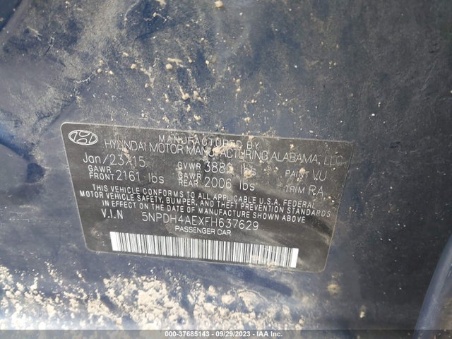 Hyundai ELANTRA SE 2015 5NPDH4AEXFH637629 Image 9