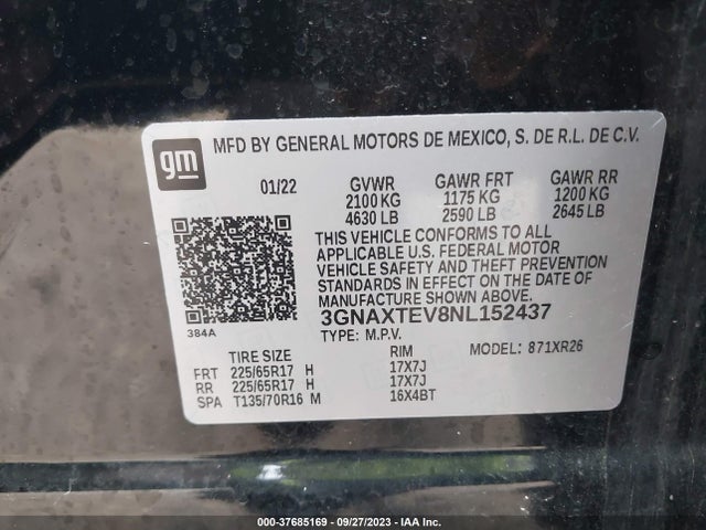 Chevrolet EQUINOX LT 2022 3GNAXTEV8NL152437 Image 9