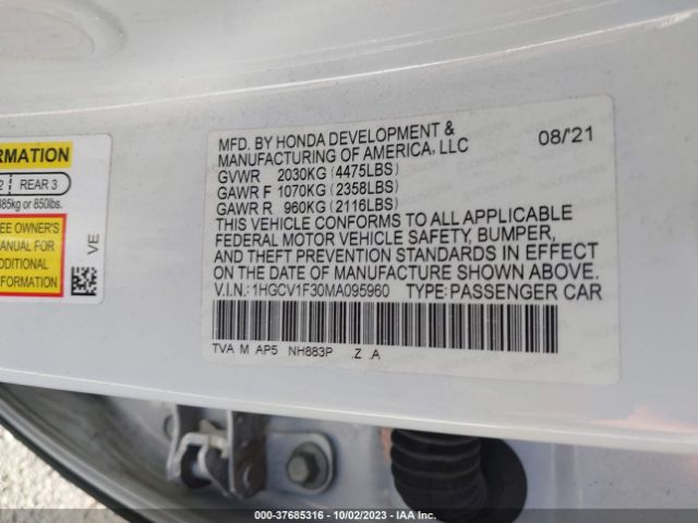 1HGCV1F30MA095960 Honda Accord Sedan Sport