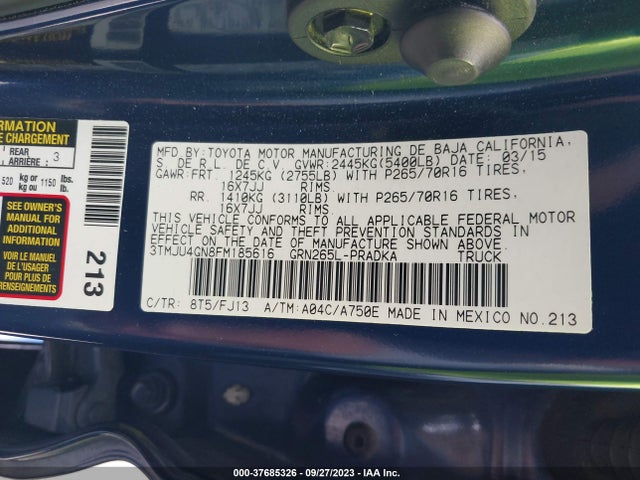 Toyota Tacoma Prerunner 2015 3TMJU4GN8FM185616 Image 9