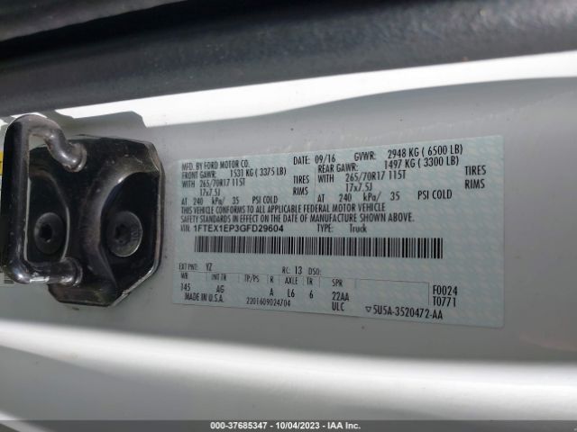 1FTEX1EP3GFD29604 Ford F-150 Xlt/xl/lariat
