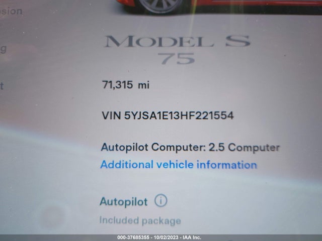 Tesla Model S 60/75 2017 5YJSA1E13HF221554 Image 9