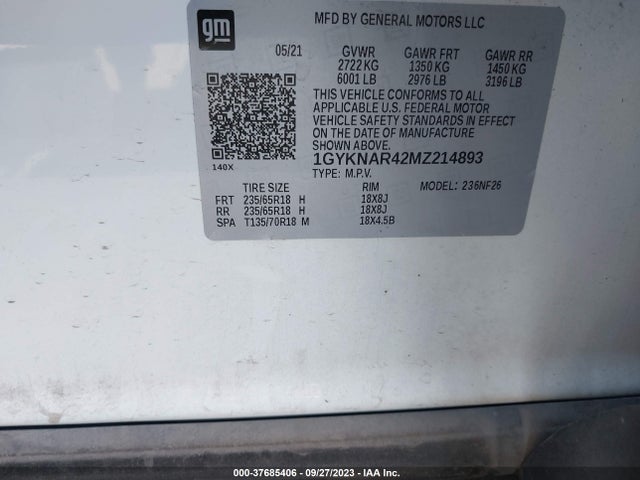 1GYKNAR42MZ214893 Cadillac Xt5 Fwd Luxury