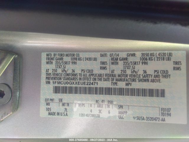 1FMCU0GXXEUE22471 Ford ESCAPE SE