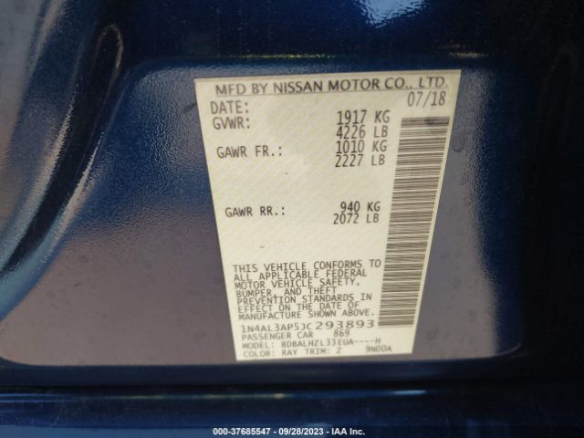 1N4AL3AP5JC293893 Nissan Altima 2.5 Sr