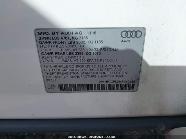 WA1BCCFS3HR010484 Audi Q3 PREMIUM
