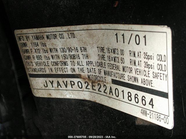 2002 YAMAHA XV1600 JYAVP02E22A018664 Photo 9