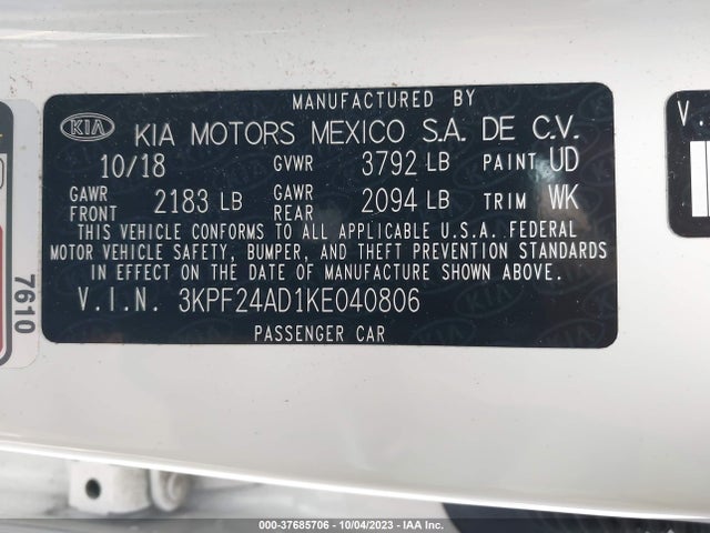 KIA Forte Lxs 2019 3KPF24AD1KE040806 Image 9