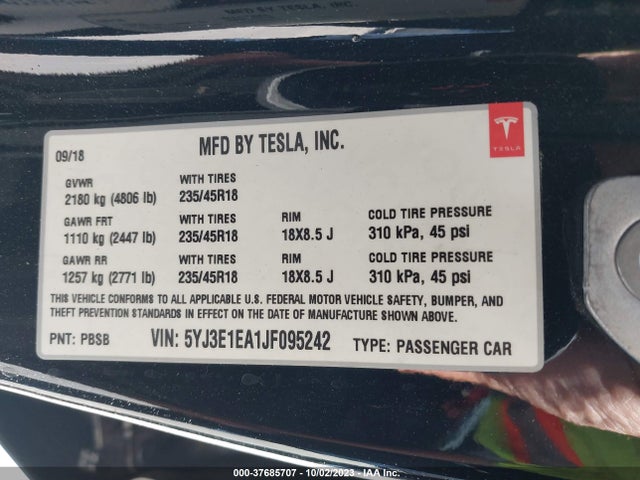 2018 Tesla 3, VIN: 5YJ3E1EA1JF095242