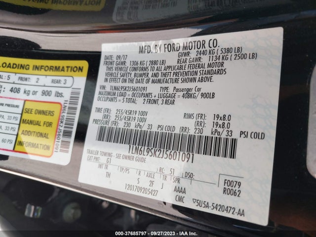 1LN6L9SK2J5601091 Lincoln Continental Select