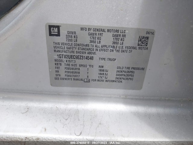 GMC Sierra 1500 Sle 2014 1GTV2UEC9EZ314548 Image 9