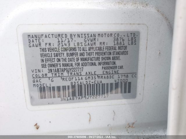 3N1AB7AP9JY227717 Nissan SENTRA SV