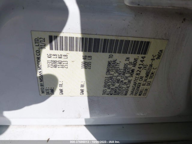 2012 NISSAN MAXIMA 3.5 SV W/PREMIUM PKG VIN: 1N4AA5AP7CC824144