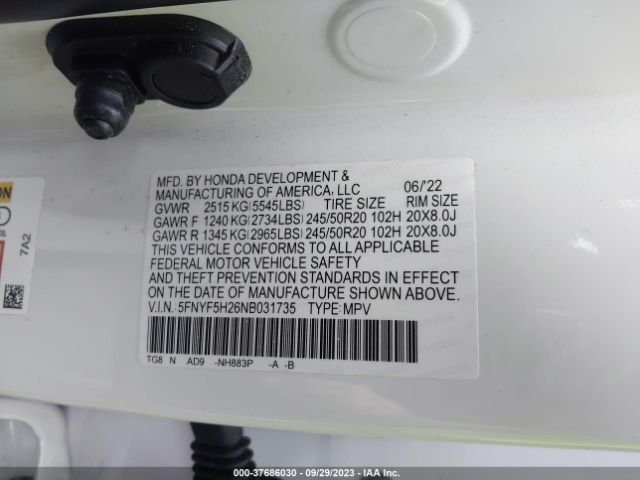 5FNYF5H26NB031735 Honda Pilot Special Edition