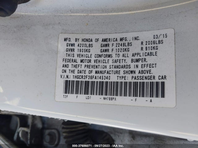 Honda Accord Sedan Lx 2015 1HGCR2F36FA145340 Image 15