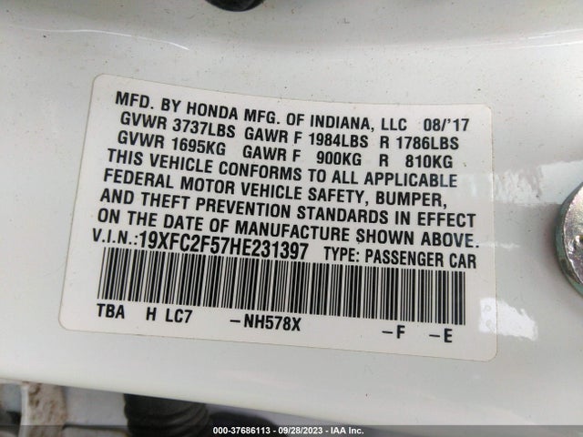 Honda Civic Sedan Lx 2017 19XFC2F57HE231397 Image 9