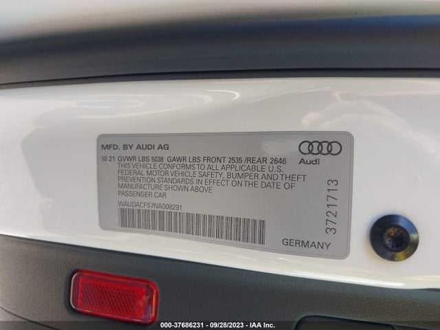 WAUDACF57NA008291 Audi A5 Sportback S Line Premium