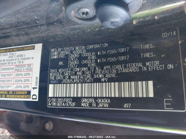 2014 TOYOTA 4RUNNER JTEBU5JR5E5175471 Photo 8