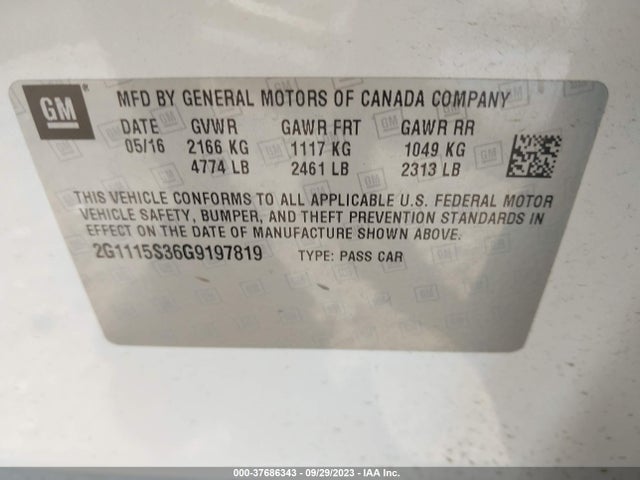 Chevrolet IMPALA LT 2016 2G1115S36G9197819 Image 9