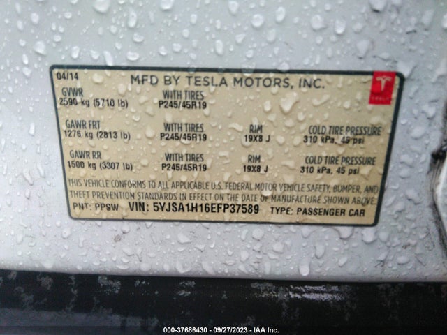 5YJSA1H16EFP37589 Tesla Model S 60 Kwh Battery/p85