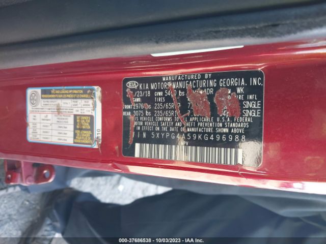 5XYPG4A59KG496988 KIA Sorento Lx V6