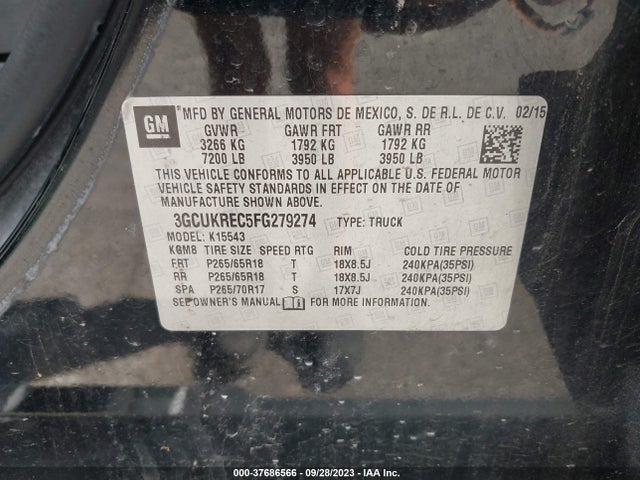 Chevrolet Silverado 1500 Lt 2015 3GCUKREC5FG279274 Image 9