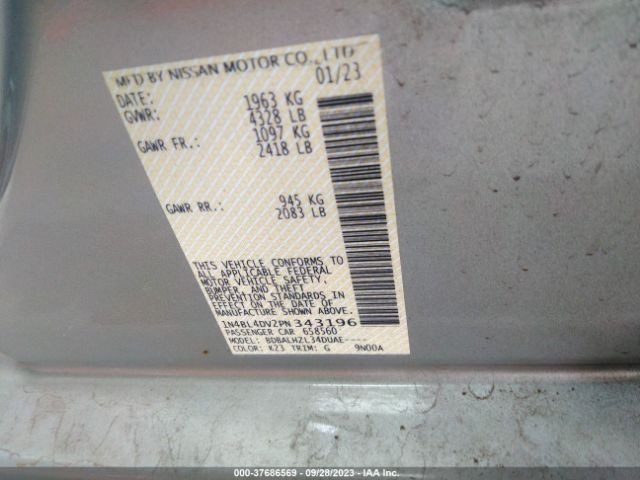 1N4BL4DV2PN343196 Nissan Altima Sv Fwd