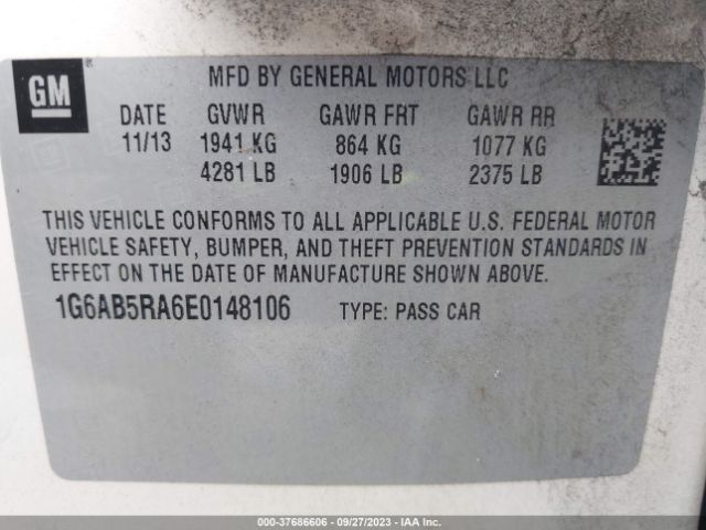 1G6AB5RA6E0148106 Cadillac Ats Luxury Rwd