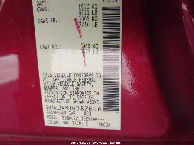 Nissan Altima 2.5 S 2014 1N4AL3AP8EN387616 Image 9