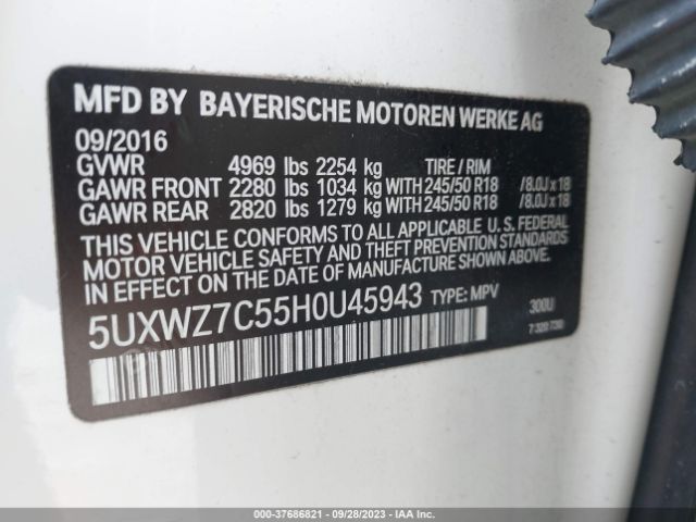 5UXWZ7C55H0U45943 BMW X3 Sdrive28i