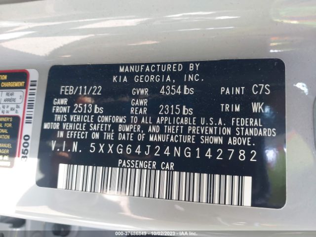 5XXG64J24NG142782 KIA K5 Gt-line
