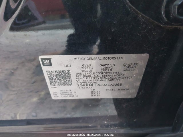 GMC ACADIA SLE 2018 1GKKNLLA2JZ172368 Image 9