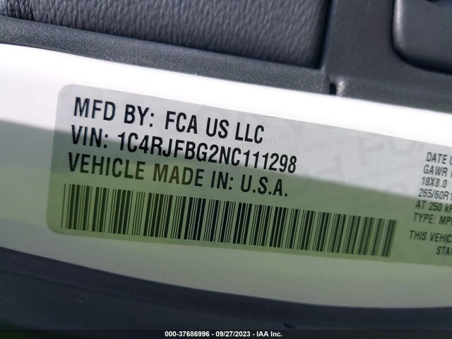 1C4RJFBG2NC111298 Jeep Grand Cherokee Wk Limited