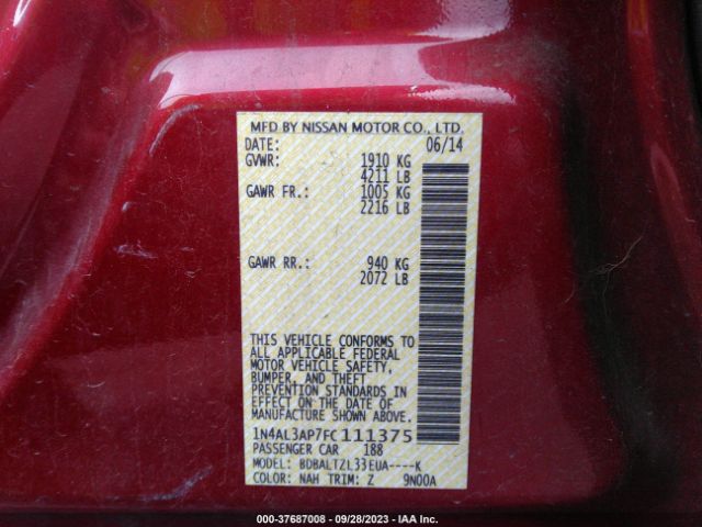 1N4AL3AP7FC111375 Nissan Altima 2.5 Sl