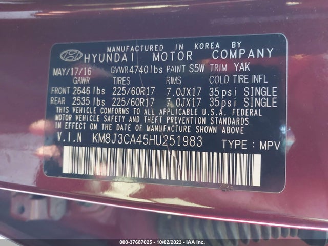 Hyundai TUCSON SE 2017 KM8J3CA45HU251983 Image 9