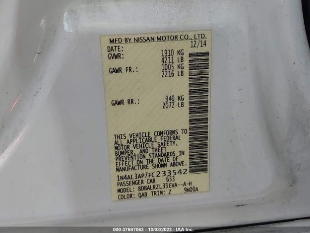 1N4AL3AP7FC233542 Nissan Altima 2.5 Sl