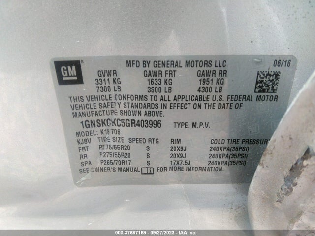 Chevrolet Tahoe Ltz 2016 1GNSKCKC5GR403996 Image 9