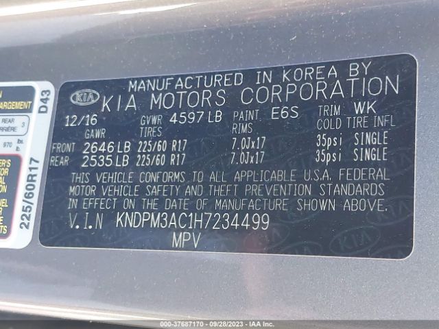 KNDPM3AC1H7234499 KIA Sportage Lx
