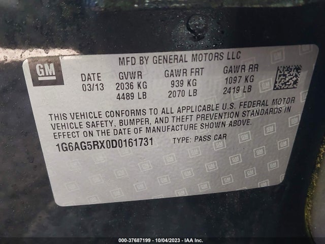37687199 :رقم المزاد ، 1G6AG5RX0D0161731 vin ، 2013 Cadillac Ats مزاد بيع