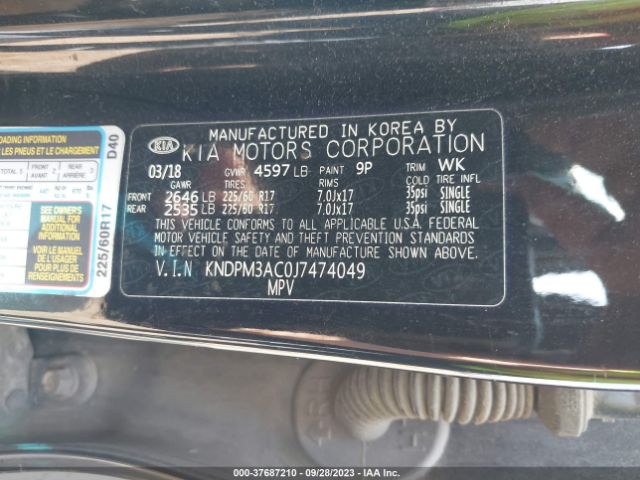 KNDPM3AC0J7474049 KIA Sportage Lx