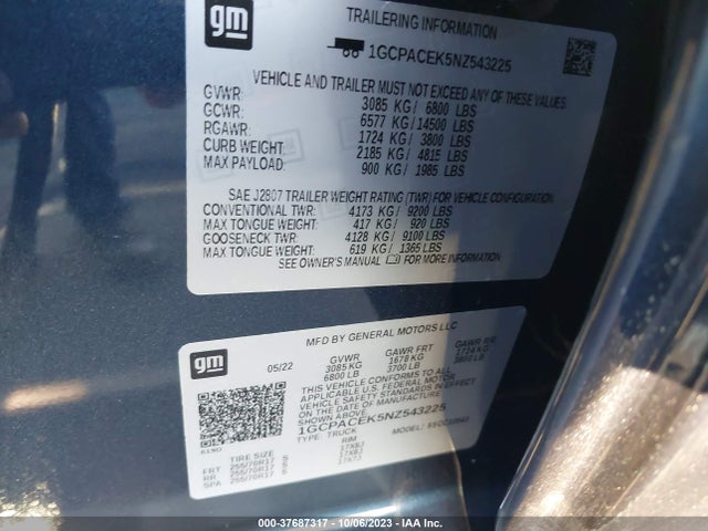 Chevrolet Silverado 1500 Lt 2022 1GCPACEK5NZ543225 Image 9