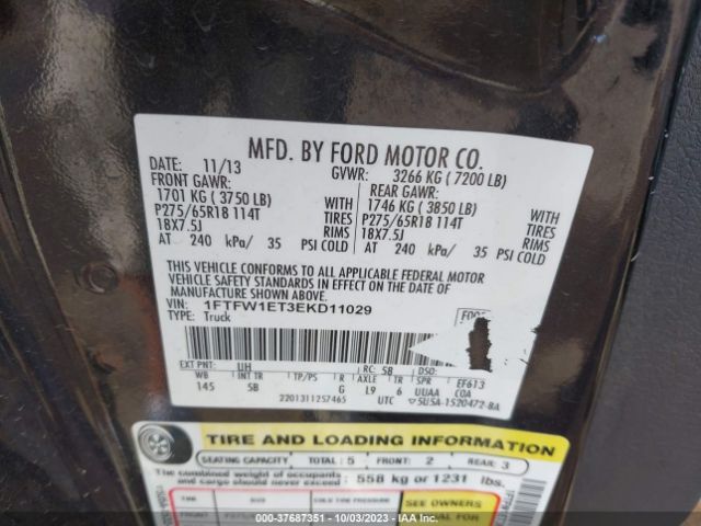 1FTFW1ET3EKD11029 Ford F-150 Xl/xlt/fx4/lariat