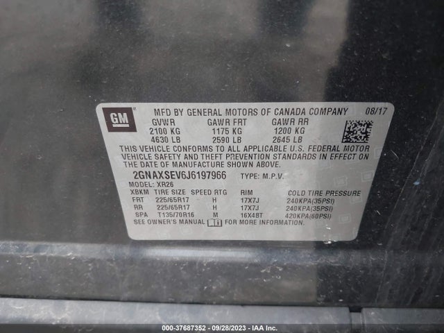 Chevrolet EQUINOX LT 2018 2GNAXSEV6J6197966 Image 9
