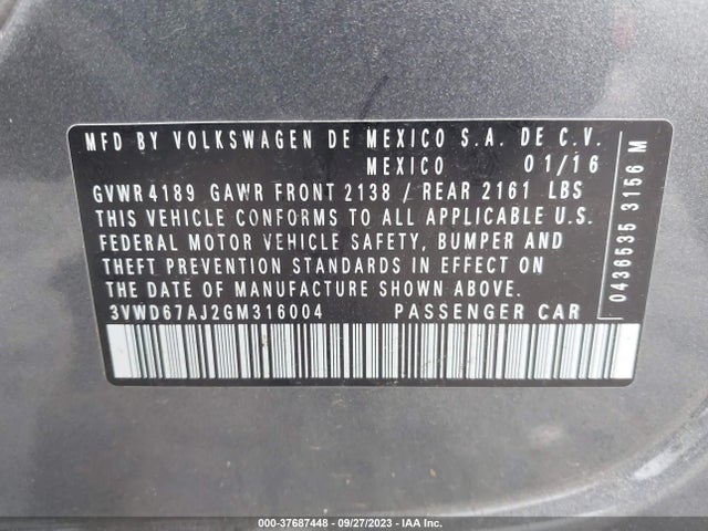 3VWD67AJ2GM316004 Volkswagen Jetta Sedan 1.4t Se