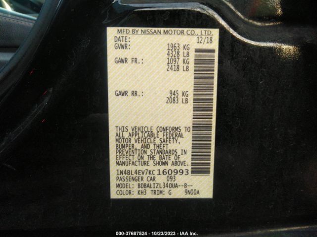 1N4BL4EV7KC160993 Nissan Altima 2.5 Sl